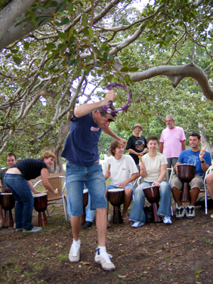 watermark restaurant balmoral staff monthly meeting teambuilding interactive entertainment drumming Sydney